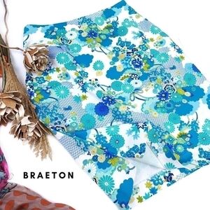 Braetan Blue White Floral Skirt Sz 6